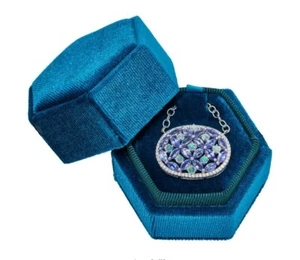 $249 Colleen Lopez Sterling Exotic Tanzanite and Ethiopian Opal Mosaic Necklace - Picture 1 of 5