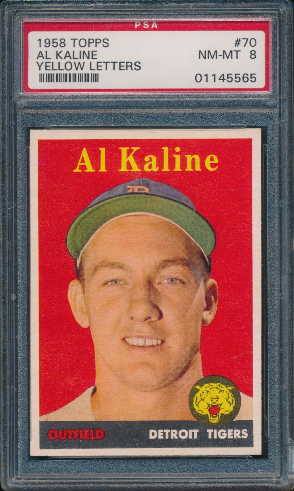 1958 Topps Al Kaline YL YELLOW LETTERS #70 PSA 8 TIGERS NMMT POP 38 HOF SETBREAK