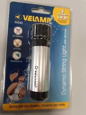 Torcia 3 super LED carica manuale a strappo IN340 VELAMP con dinamo - Immagine 1 di 3