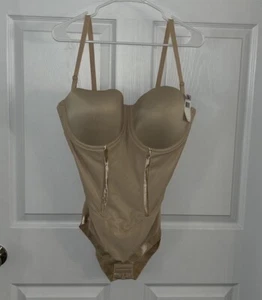 Maidenform Damen Beige Shapewear Einteiler Integrierter BH Größe 40D Neu mit Etikett - Bild 1 von 3