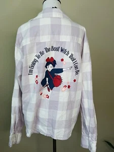 Studio Ghibli XXL Damenshirt Kikis Lieferservice Flanell geknöpft lila - Bild 1 von 4