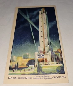 1933 COP Postkarte Havoline Thermometer bei Nacht Chicagos Weltausstellung #1951 - Bild 1 von 2
