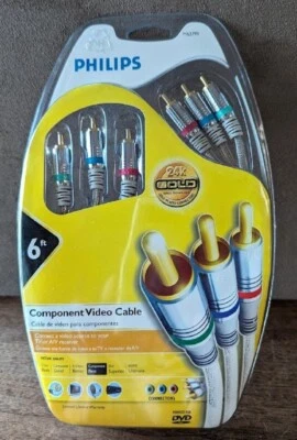 Philips Component Video Cable 6 Foot 24K Gold Plated Connectors M62795 NIP - Image 1 of 4