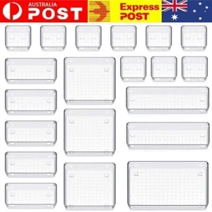 20Pcs Clear Drawer Organizer Set 5 Size Bathroom Vanity Cosmetic Makeup Trays - Picture 1 of 10