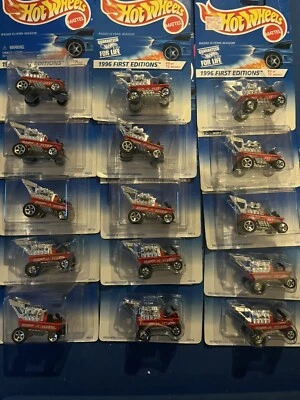 15-Hot Wheels 1996 First Editions Die Cast Cars In Packs Lot Collection Premium - Image 1 of 3