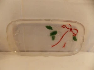 Frosted Christmas Bells Glass tray 14" x 7" - Picture 1 of 4