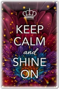 Blechschild Spruch 20x30 cm Keep Calm and shine on Metall Deko Schild tin sign - Picture 1 of 5