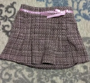 IZ Byers California Girls Size 5 Tweed Skirt Elastic Waist Pink Ribbon Brown - Picture 1 of 13