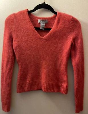 Suéter Grayson & Dunn 100 % cachemir pequeño rojo cuello en V manga larga Foto 1 de 4