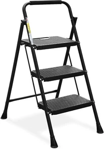 HBTower Step Ladder with Handrails, Folding Step Stool, Portable Steel (3-Step) - Picture 1 of 7