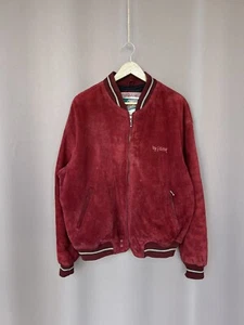 Diesel Suede Vintage Jacket Rare Mens Size XL/L Red Full Zip Leather Bomber - Picture 1 of 24