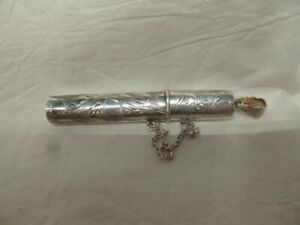 Vtg Sterling Silver Sewing Needle Toothpick Holder Case w/ chain & Pendant loop