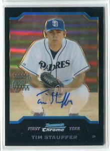 2004 Bowman Chrome Tim Stauffer REFRACTOR AUTO AUTOGRAPH RC #341 PADRES