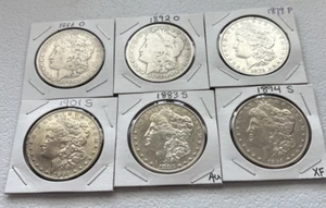 Sechs Morgan Silber Dollar 1886 O, 1892 O, 1879 P, 1901 S, 1883 S, 1894 S - Bild 1 von 14