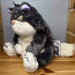 Disney Cinderella Lucifer Cat Plush Gray White Stuffed Animal Plump Kitty W/ Tag - Picture 1 of 10