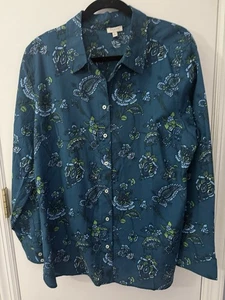 NEW! Talbots Women’s LIGHTWEIGHT Buttoned Collared Shirt - Teal Blue Size XL - Picture 1 of 7