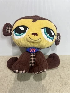 Hasbro Littlest Pet Shop 2007 mono marrón a cuadros peluche peluche - Imagen 1 de 2