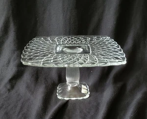 Vintage LE Smith Glass Clear Trellis Cake Stand - Picture 1 of 4
