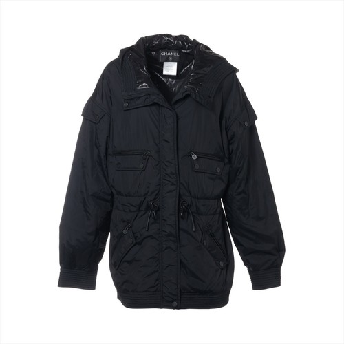 Giacca Chanel Coco Button nylon e pelle 38 donna nero P44643V33099