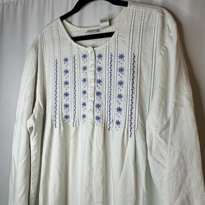 Camisón De Colección LL Bean Dobby Algodón Franela Pintuck Cottagecore Modesto XL Invierno Foto 1 de 4