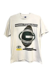 Vintage 90s Green Bay Packers T Shirt Size XL NFL White Single Stitch - Picture 1 of 11