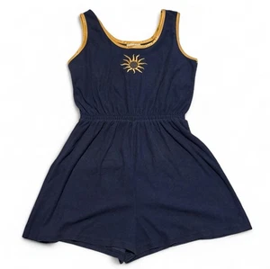 Pagliaccetto in tessuto vintage celeste Sun Terry blu navy oro ricamato medio - Foto 1 di 5