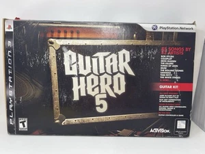 Playstation 3 Guitar Hero 5 Red Wireless Guitar Bundle Box Game Dongle - Picture 1 of 24