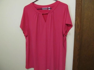 Susan Graver XL fuchsia pink short sleeve liquid knit ladies top - Image 1 of 3
