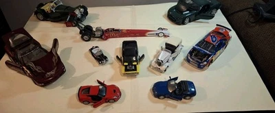 Mixed Lot 10 DieCast Cars Vehicles  1:24-1:32 Scale Ertl Hot Wheels Racing Champ - Image 1 of 4