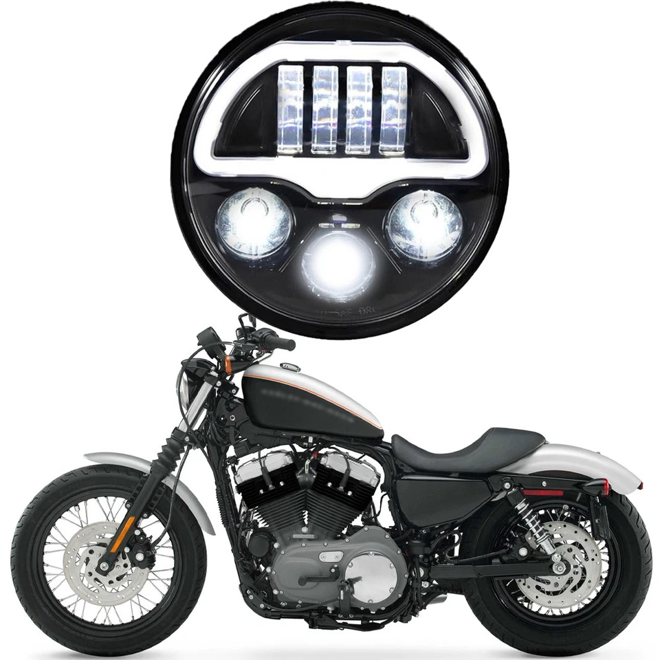 5.75 英寸 LED 车头灯总成高低光束适用于 Harley Sportster XL883 XL1200 — 第 1/4 张图片