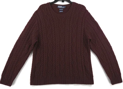 Suéter Polo Ralph Lauren Para Hombre Icónico Tejido con Cable 100% Cachemira Rojo Tejido a Mano Foto 1 de 4