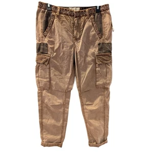 Pantalón utilitario resistente bordado marrón cargo Free People Wild Nothing talla 4 nuevo con etiquetas - Imagen 1 de 8