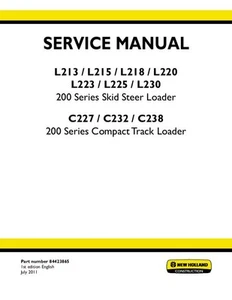 NEW HOLLAND L213 L215 L218 L220 L223 L225 L230 C227 C232 C238 SERVICE MANUAL - Picture 1 of 1