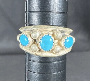 ✨NAVAJO PAUL LARGO 925 STERLING SHADOWBOX TÜRKIS GR. 8,75 RING ✨ - Bild 1 von 9