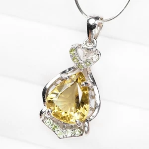 Echter gelber Citrin Edelstein Anhänger 925 Sterling Silber Handarbeit Schmuck - Bild 1 von 9