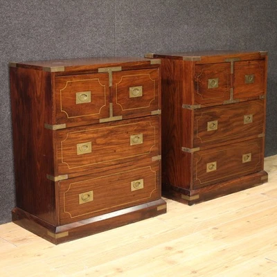 Pair of English chest of drawers furniture nightstands naval style 20th century - Image 1 of 4