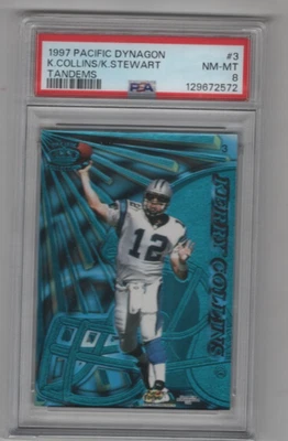 KERRY COLLINS KORDELL STEWART TÁNDEMS 1997 PACIFIC DYNAGON FÚTBOL #3 PSA 8 casi nuevo Foto 1 de 2