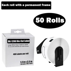 38mmx90mm 50ROLLS Shipping Label 1-1/2"x3-1/2" Compatible Brother QL710W DK-1208 - Picture 1 of 24