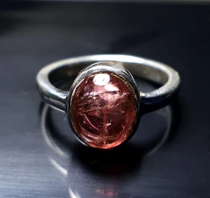 Anillo de Turmalina Rosa 100% Natural, Joyería de Plata de Ley 925, Anillo de Boda - Imagen 1 de 3