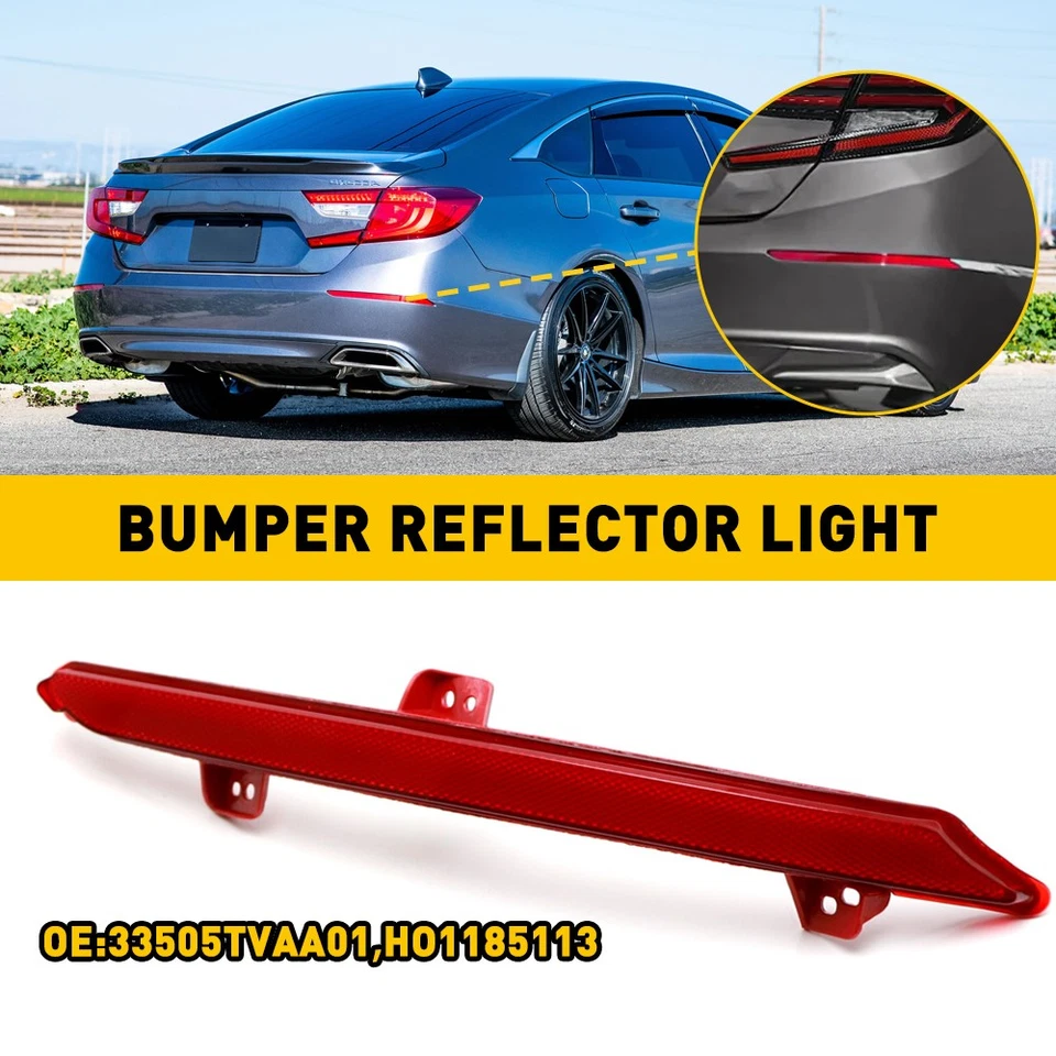 1X Marcador de parachoques reflector trasero derecho apto para accesorios de coche Honda Accord 2018-2022 Foto 1 de 1