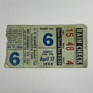1966 SF Giants vs Houston Astros Ticket Stub April 17 Candlestick Park - Picture 1 of 6