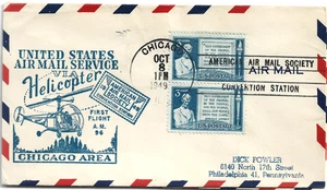 1949 FFC CAM 96 Chicago, Helicopter Servic/American Airmail Society with Cachet - Picture 1 of 1