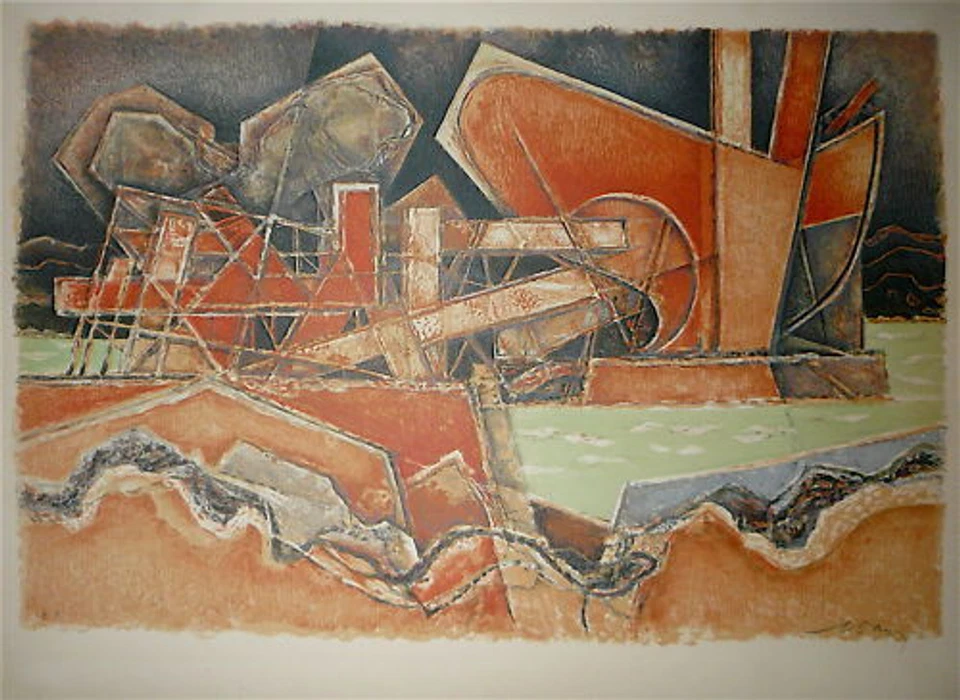 Georges Dayez lithographie originale signée abstract art abstrait art cubiste - Photo 1/1