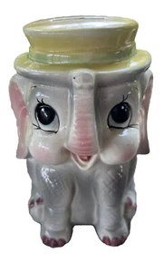 Vintage Kinder Elefant Sparschwein Kitsch gelb Zylinder Hut - Bild 1 von 13