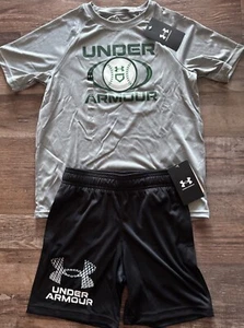 NWT Under Armour YLG Black/Gray/Green/White BASEBALL Shorts Set Large - Picture 1 of 3