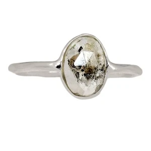 Natural Faceted Herkimer Diamond - USA 925 Silver Ring Jewelry s.9 CR68068 - Picture 1 of 1