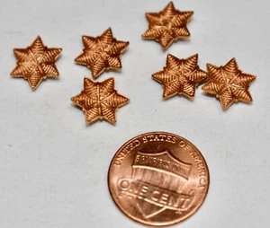 VINTAGE STARS 6 brass 11mm concave puffed textured stars SCRAPBOOKING COLLAGE - Picture 1 of 2