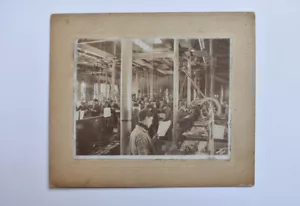 Occupational Factory Interior Belt Driven Pulleys Wood Shop Workers Young Men - Picture 1 of 4
