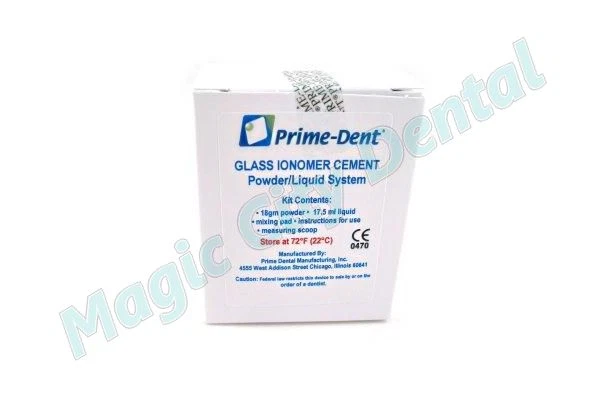 Prime-Dent Permanent Dental Glass Ionomer Luting Cement Kit for Crowns #010-020