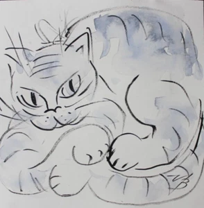 NB*Cat*Aquarell*20x20cm*Original*Abstrakt*Tier*Katze*animal*Kinderwelt*Unikat! - Picture 1 of 1